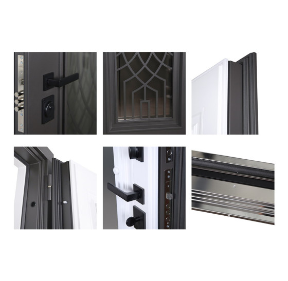 Стальная дверь Таганай с окном и английской решеткой (терморазрыв 3к) | Два цвета покраски рамы и полотна (внешняя сторона - 