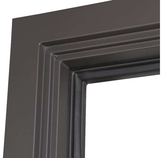 Стальная дверь Таганай с окном и английской решеткой (терморазрыв 3к) | Два цвета покраски рамы и полотна (внешняя сторона - 