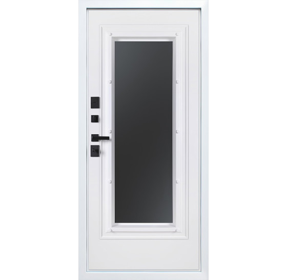 Стальная дверь "Поларис" с окном и лазерной резкой (терморазрыв 3к). | Два цвета покраски рамы и полотна (внешняя сторона - 