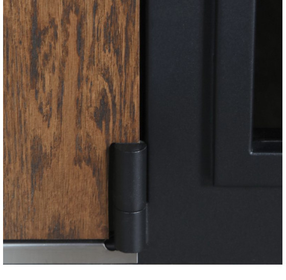 Стальная дверь "Tibr" (терморазрыв). Заказная модель. 2100х1700 | Два слоя покрытия металла: цинкогрунт, порошковое покрытие «муар черный». Два слоя влагостойкого покрытия МДФ панелей: масло Мербау, лак ПУ., 2100 х 1700 Основная створка 900 мм. 