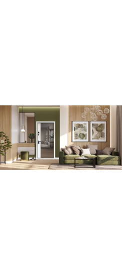 Стальная дверь «Vertu» с зеркалом (адаптивная замковая часть). | Порошковое покрытие 