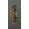 Стальная дверь "Изумруд" с окном и лазерной резкой (терморазрыв 3к) | Два цвета покраски рамы и полотна (внешняя сторона - 