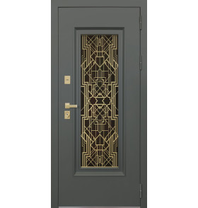 Стальная дверь "Изумруд" с окном и лазерной резкой (терморазрыв 3к)
