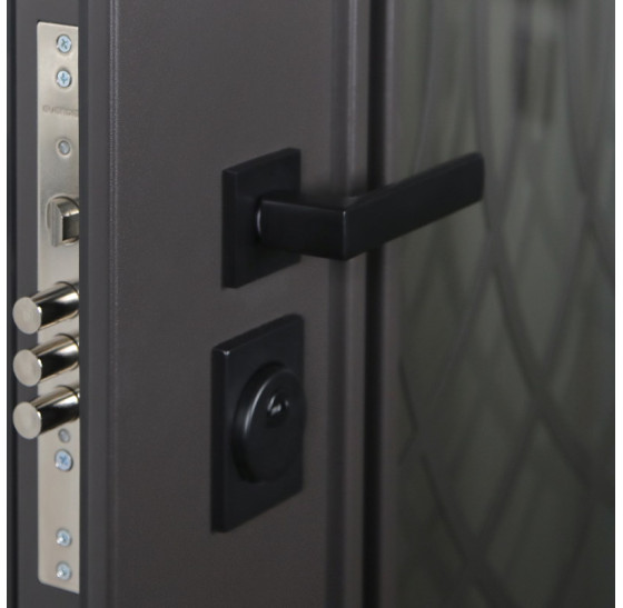 Стальная дверь Таганай с окном и английской решеткой (терморазрыв 3к) | Два цвета покраски рамы и полотна (внешняя сторона - 