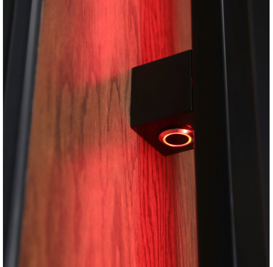 Стальная дверь "Century" с окном (терморазрыв). Заказная модель. | Два слоя покрытия металла: цинкогрунт, порошковое покрытие «муар черный». Два слоя влагостойкого покрытия МДФ панелей: масло Мербау, лак ПУ., 2050 х 880; 2050 х 960.