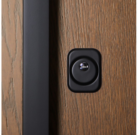 Стальная дверь "Century" с окном (терморазрыв). Заказная модель. | Два слоя покрытия металла: цинкогрунт, порошковое покрытие «муар черный». Два слоя влагостойкого покрытия МДФ панелей: масло Мербау, лак ПУ., 2050 х 880; 2050 х 960.