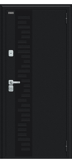 Входная дверь Thermo Техно Декор-2, цвет: Букле черное/Snow Melinga, из серии: Bravo Thermo, размер: 205*86, открывание: Левое