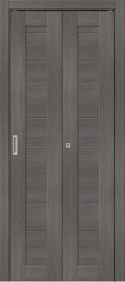 Складная дверь Браво-21, цвет: Grey Melinga, с покрытием из эко шпона, серия: Bravo X, размер: 200*40