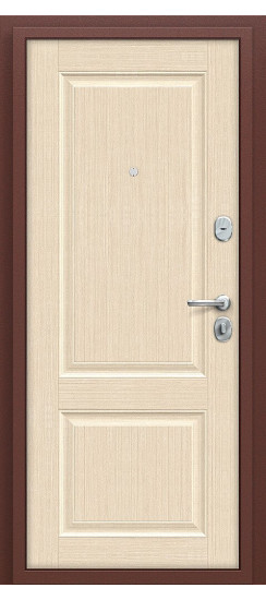 Входная дверь Тайга-7, цвет: Антик Медный/Бежевый клен, из серии: Optim, размер: 205*86, открывание: 180˚, Левое