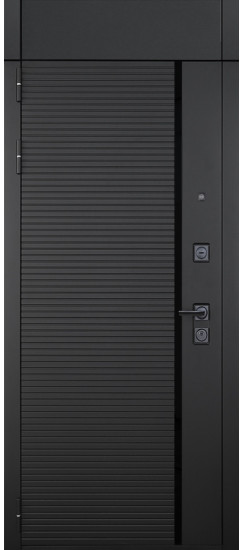 Дверь Гранит Пиано Черная с фрамугой | полимерно-порошковое, цвет «Муар черный»