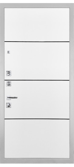 Дверь Гранит Пиано Белая | Внешняя МДФ-панель и наличники: цвет «Белый», 10мм