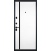 Дверь Гранит Пиано Эко | Внешняя МДФ-панель и наличники: цвет «Ель поперечная», черное стекло, 10мм.