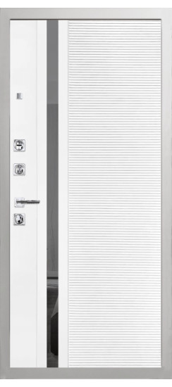 Дверь Гранит Пиано Белая | Внешняя МДФ-панель и наличники: цвет «Белый», 10мм