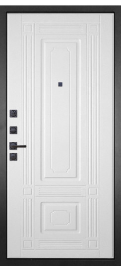 Дверь Гранит Пиано Черная | Внешняя МДФ-панель и наличники: цвет «Черный Графит», черное стекло, 10мм