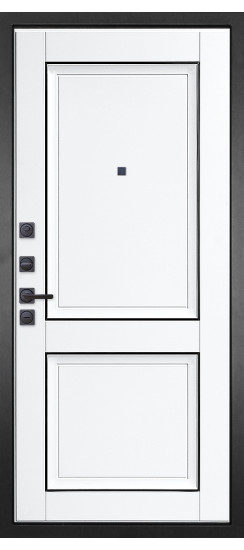 Дверь Гранит Пиано Черная | Внешняя МДФ-панель и наличники: цвет «Черный Графит», черное стекло, 10мм