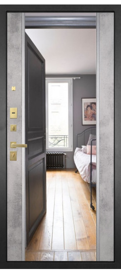 Дверь Гранит Ардеко | Внешняя МДФ-панель и наличники: цвет «Квазар черный», 10мм