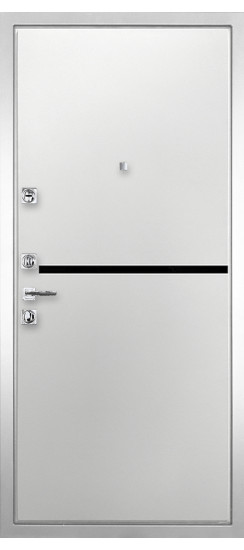 Дверь Гранит Пиано Белая | Внешняя МДФ-панель и наличники: цвет «Белый», 10мм