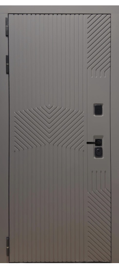 Дверь Гранит Нанорельеф | Внешняя МДФ-панель и наличники: цвет «Смоки софт», 10мм