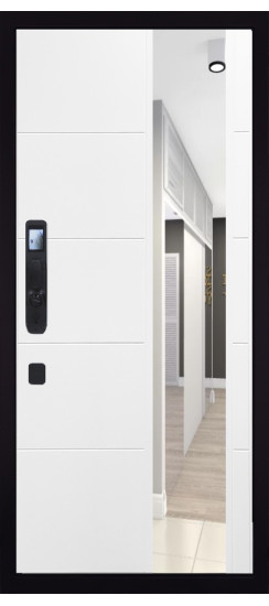 Дверь Гранит Континент Смарт | Внешняя МДФ панель 10 мм. Цвет покрытия Американский орех + черный кварц. Фрезеровка Континент