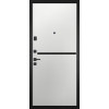 Дверь Гранит Пиано Эко | Внешняя МДФ-панель и наличники: цвет «Ель поперечная», черное стекло, 10мм.