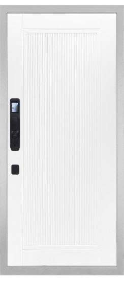 Дверь Гранит Пиано Смарт Белая | Внешняя МДФ-панель и наличники: цвет «Белый», 10мм