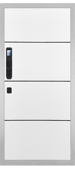 Дверь Гранит Пиано Смарт Белая | Внешняя МДФ-панель и наличники: цвет «Белый», 10мм