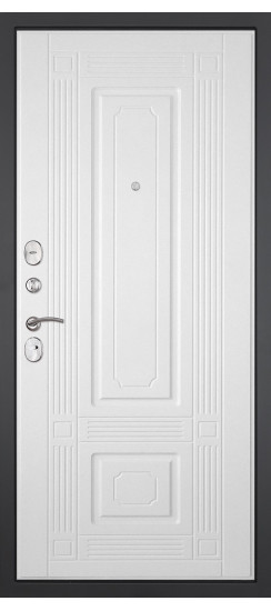 Дверь Гранит Лира | Внешняя МДФ-панель и наличники: цвет «Бетон темный», 10мм.