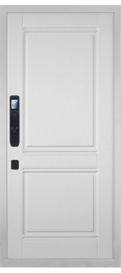 Дверь Гранит Пиано Смарт Белая | Внешняя МДФ-панель и наличники: цвет «Белый», 10мм