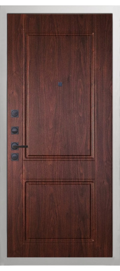 Дверь Гранит Роял белая с черной фурнитурой | Внешняя МДФ-панель и наличники: цвет «Белый», 10мм.