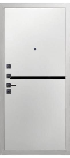 Дверь Гранит Вайт | Внешняя МДФ-панель и наличники: цвет «Белый», 10мм