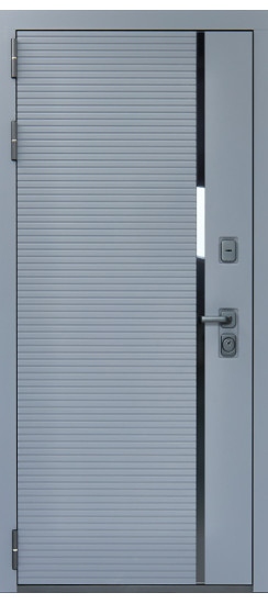 Дверь Гранит Пиано Серая | полимерно-порошковое, цвет «муар черный металик»