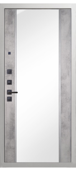 Дверь Гранит Роял белая с черной фурнитурой | Внешняя МДФ-панель и наличники: цвет «Белый», 10мм.