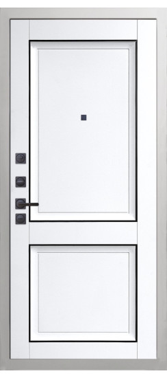 Дверь Гранит Вайт | Внешняя МДФ-панель и наличники: цвет «Белый», 10мм