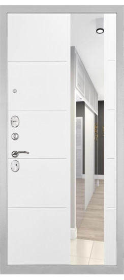 Дверь Гранит Лира Белая | Внешняя МДФ-панель и наличники: цвет «Белый», 10мм.