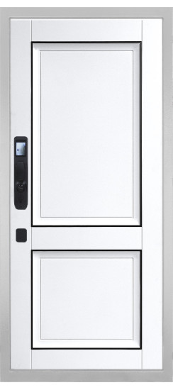 Дверь Гранит Пиано Смарт Белая | Внешняя МДФ-панель и наличники: цвет «Белый», 10мм