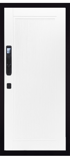 Дверь Гранит Континент Смарт | Внешняя МДФ панель 10 мм. Цвет покрытия Американский орех + черный кварц. Фрезеровка Континент