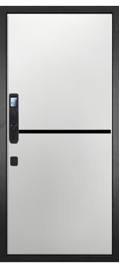 Дверь Гранит Континент Смарт | Внешняя МДФ панель 10 мм. Цвет покрытия Американский орех + черный кварц. Фрезеровка Континент