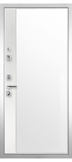 Дверь Гранит Пиано Белая | Внешняя МДФ-панель и наличники: цвет «Белый», 10мм