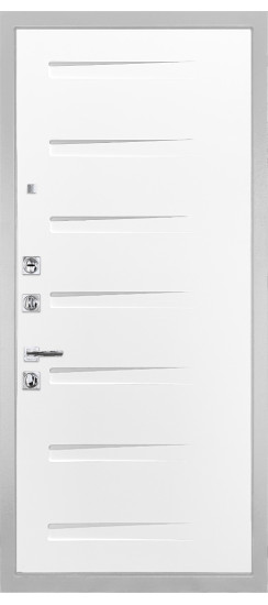 Дверь Гранит Пиано Белая | Внешняя МДФ-панель и наличники: цвет «Белый», 10мм