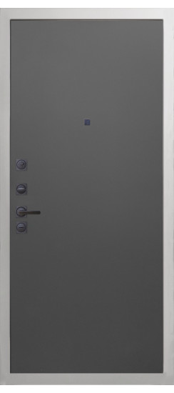 Дверь Гранит Роял белая с черной фурнитурой | Внешняя МДФ-панель и наличники: цвет «Белый», 10мм.