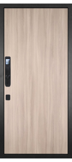 Дверь Гранит Континент Смарт | Внешняя МДФ панель 10 мм. Цвет покрытия Американский орех + черный кварц. Фрезеровка Континент