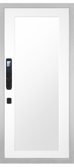 Дверь Гранит Пиано Смарт Белая | Внешняя МДФ-панель и наличники: цвет «Белый», 10мм