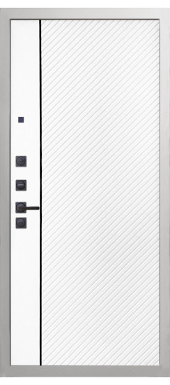 Дверь Гранит Вайт | Внешняя МДФ-панель и наличники: цвет «Белый», 10мм