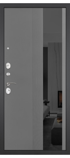 Дверь Гранит Дуэт | Внешняя МДФ-панель и наличники: цвет «Бетон темный», 10мм.