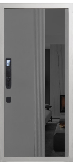 Дверь Гранит Пиано Смарт Белая | Внешняя МДФ-панель и наличники: цвет «Белый», 10мм