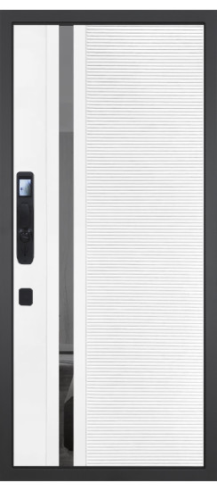 Дверь Гранит Континент Смарт | Внешняя МДФ панель 10 мм. Цвет покрытия Американский орех + черный кварц. Фрезеровка Континент