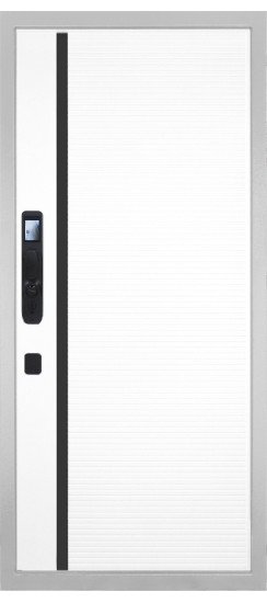 Дверь Гранит Пиано Смарт Белая | Внешняя МДФ-панель и наличники: цвет «Белый», 10мм