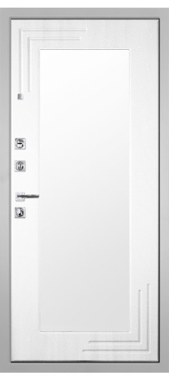 Дверь Гранит Пиано Белая | Внешняя МДФ-панель и наличники: цвет «Белый», 10мм