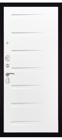 Дверь Гранит Лира | Внешняя МДФ-панель и наличники: цвет «Бетон темный», 10мм.