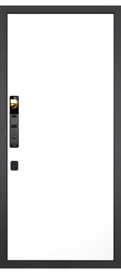 Дверь Гранит Смарт Нанорельеф | Внешняя МДФ-панель и наличники: цвет «Смоки софт», 10мм